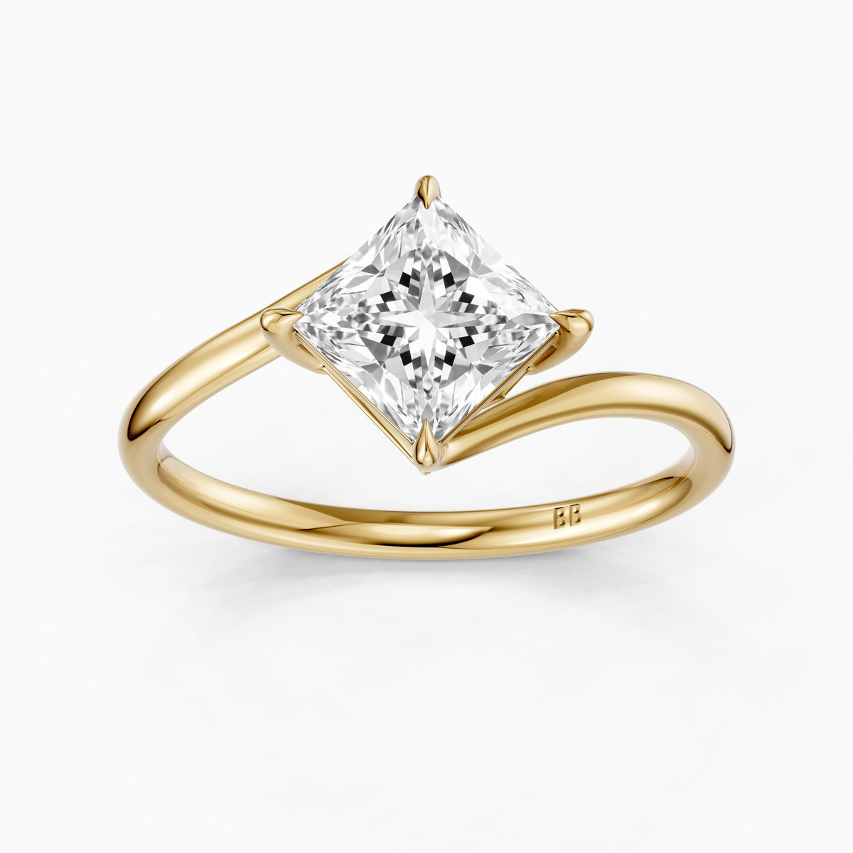 Tova Princess Cut Solitaire Bypass Lab Grown Diamond Engagement Ring