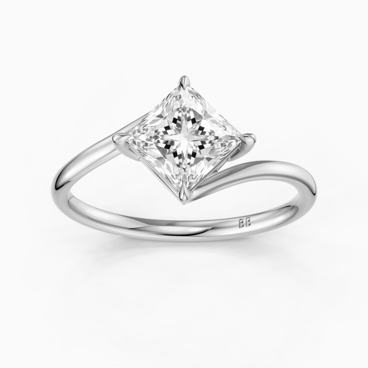 Tova Princess Cut Solitaire Bypass Lab Grown Diamond Engagement Ring