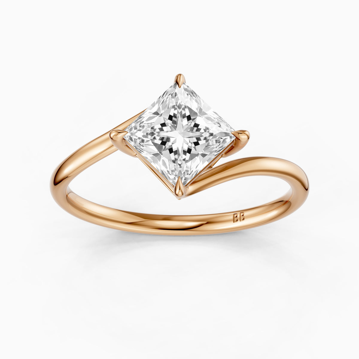 Tova Princess Cut Solitaire Bypass Lab Grown Diamond Engagement Ring