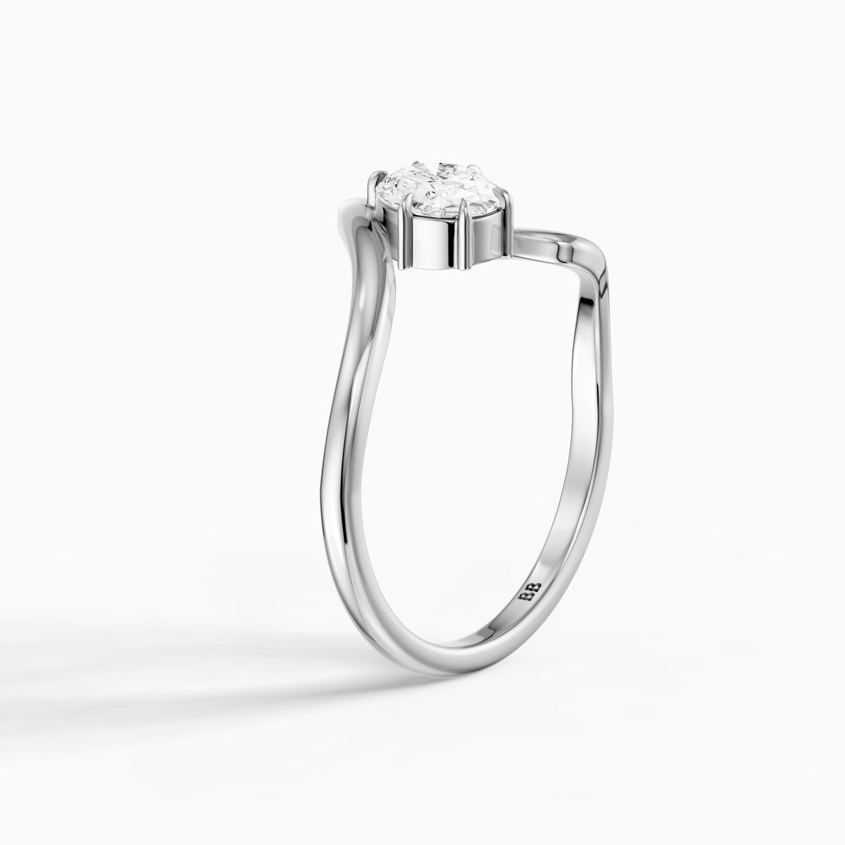 Lumi Oval Lab Grown Diamond Bypass Wave Solitaire Ring