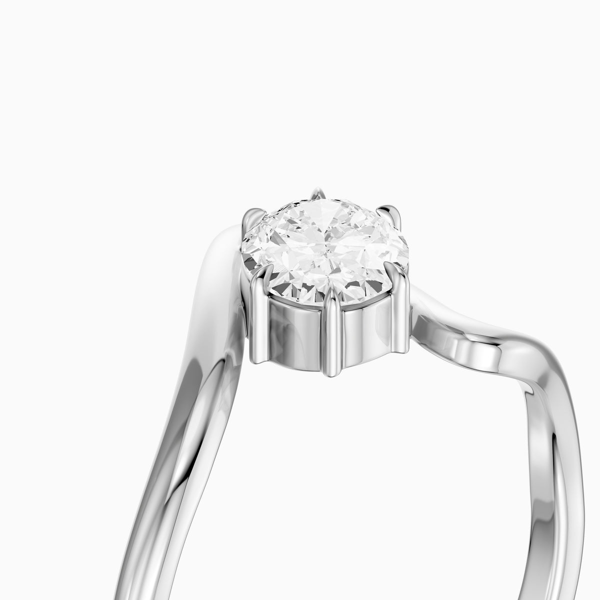 Lumi Oval Lab Grown Diamond Bypass Wave Solitaire Ring