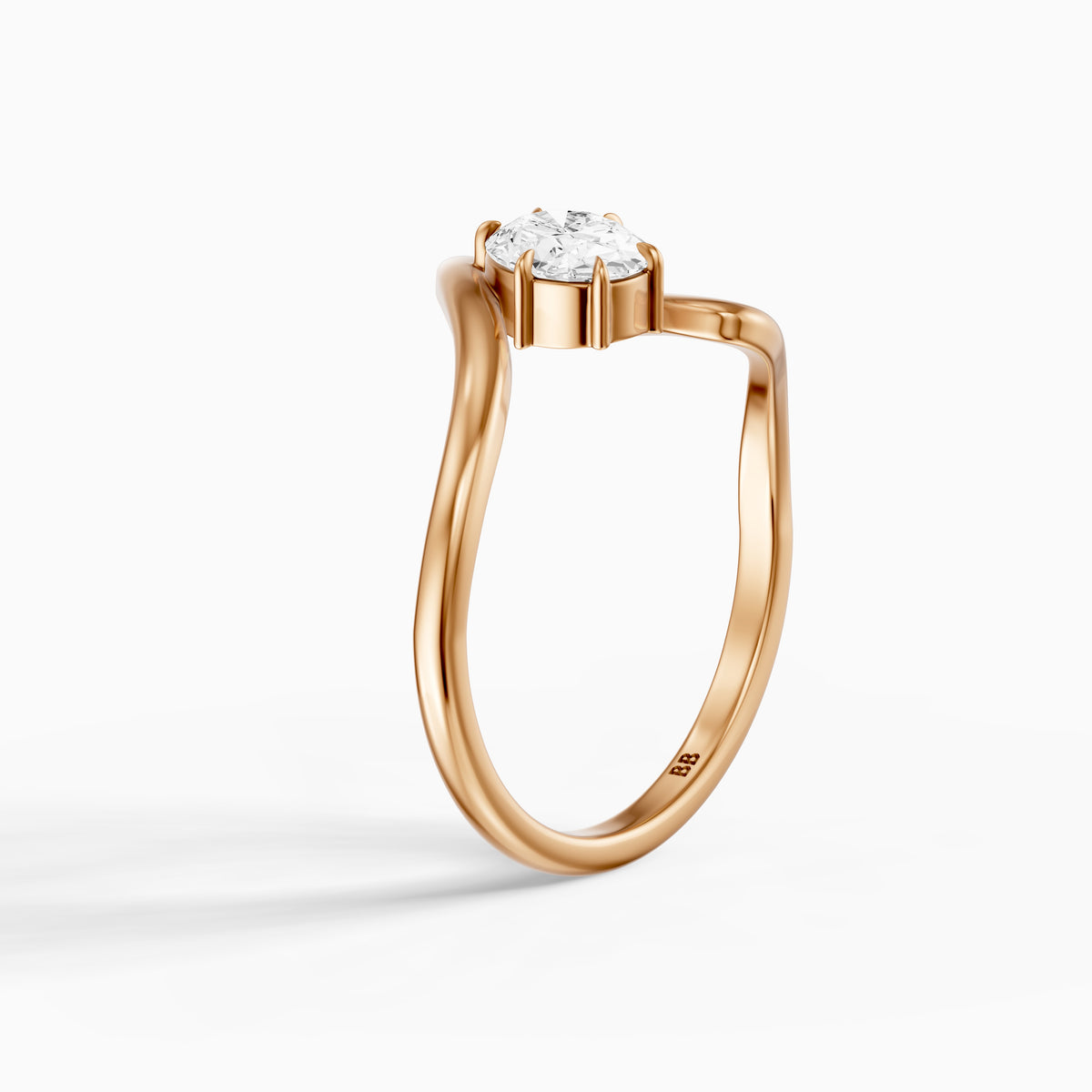 Lumi Oval Lab Grown Diamond Bypass Wave Solitaire Ring