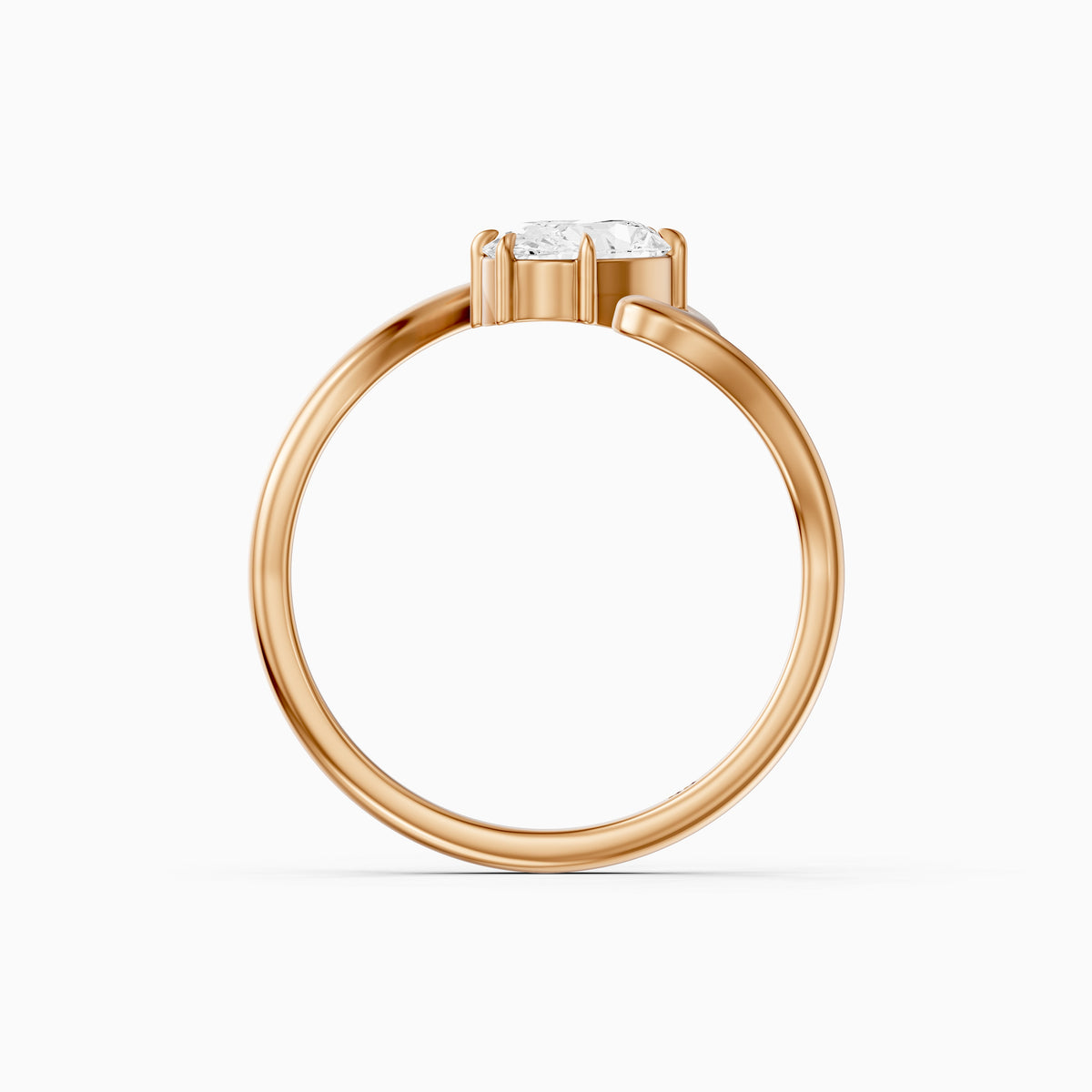 Lumi Oval Lab Grown Diamond Bypass Wave Solitaire Ring