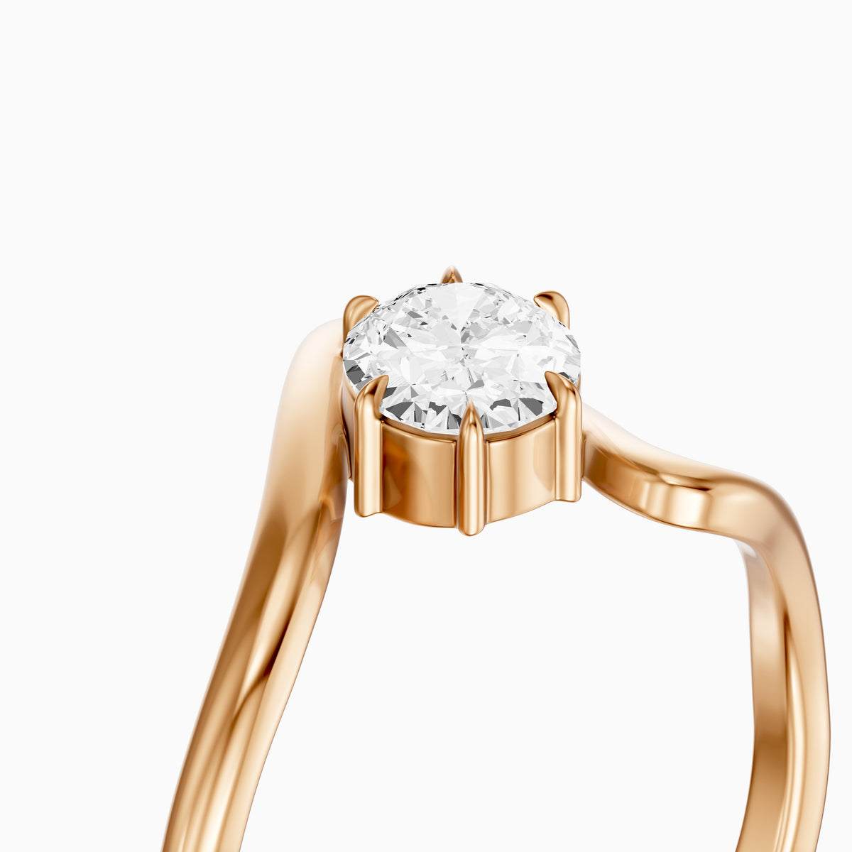 Lumi Oval Lab Grown Diamond Bypass Wave Solitaire Ring