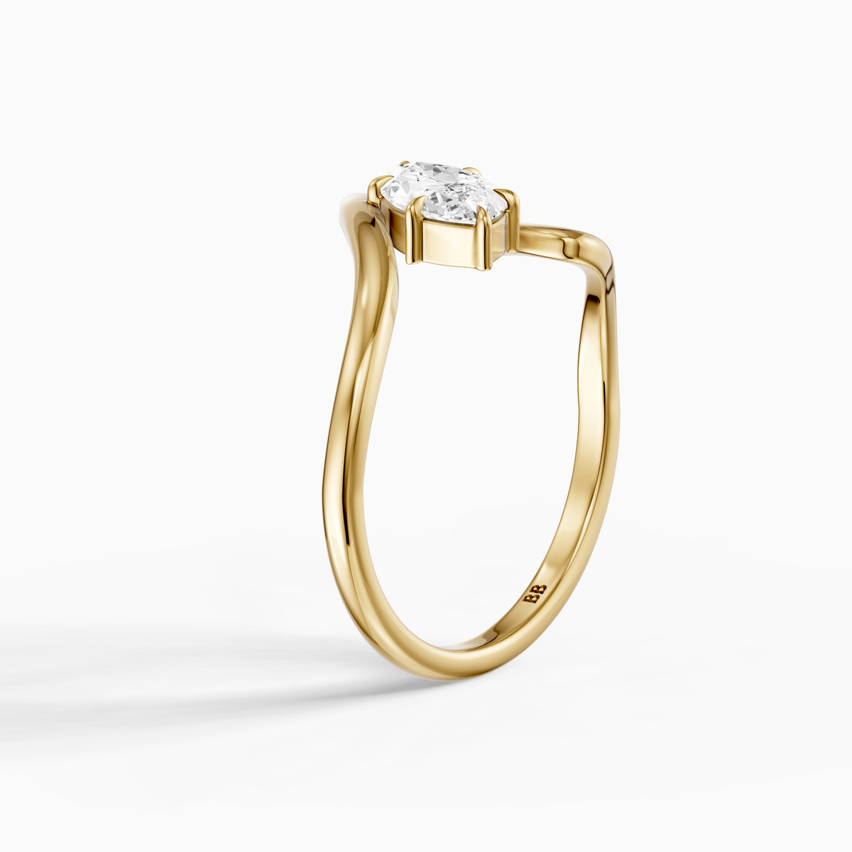 Enya Marquise Moissanite Diamond Bypass Wave Solitaire Ring