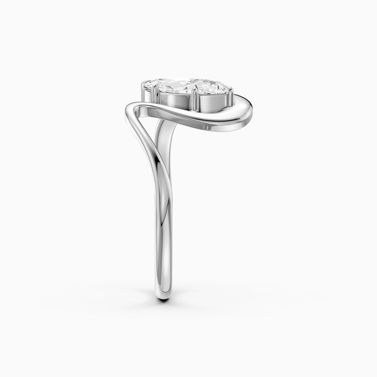 Enya Marquise Moissanite Diamond Bypass Wave Solitaire Ring