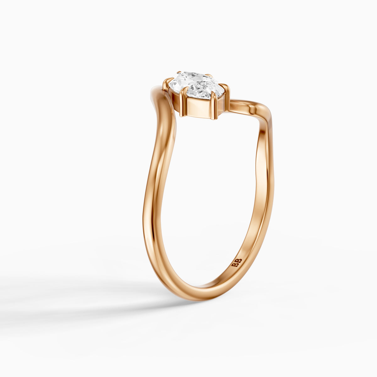 Enya Marquise Moissanite Diamond Bypass Wave Solitaire Ring