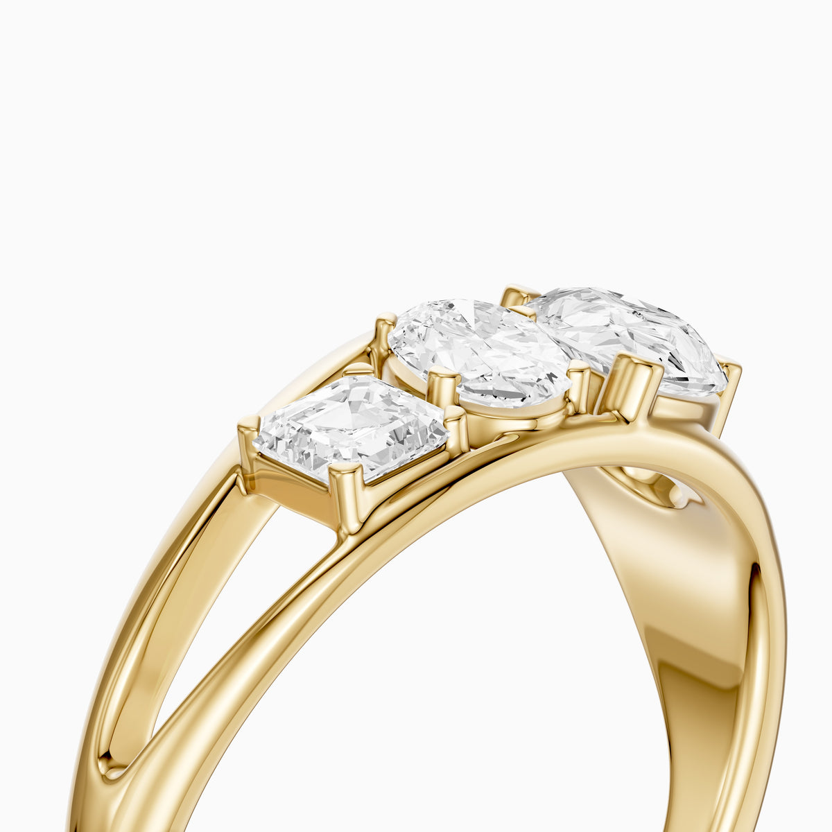 Leni Pear Three Stone Bypass Moissanite Diamond Engagement Ring