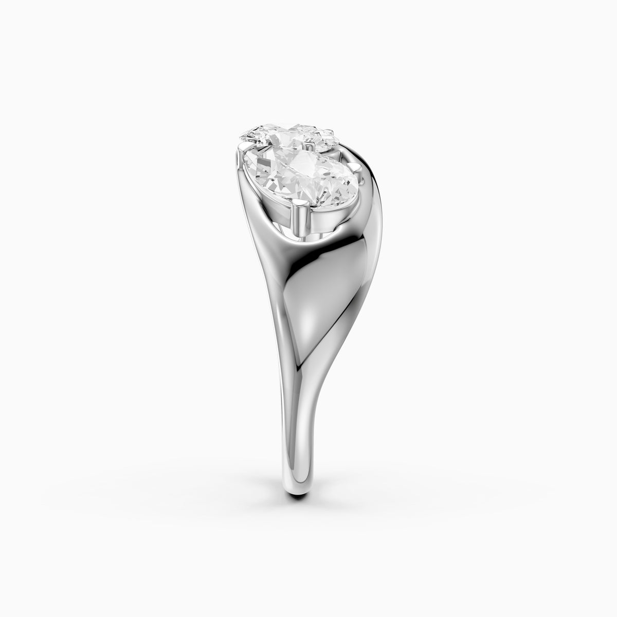 Leni Pear Three Stone Bypass Moissanite Diamond Engagement Ring