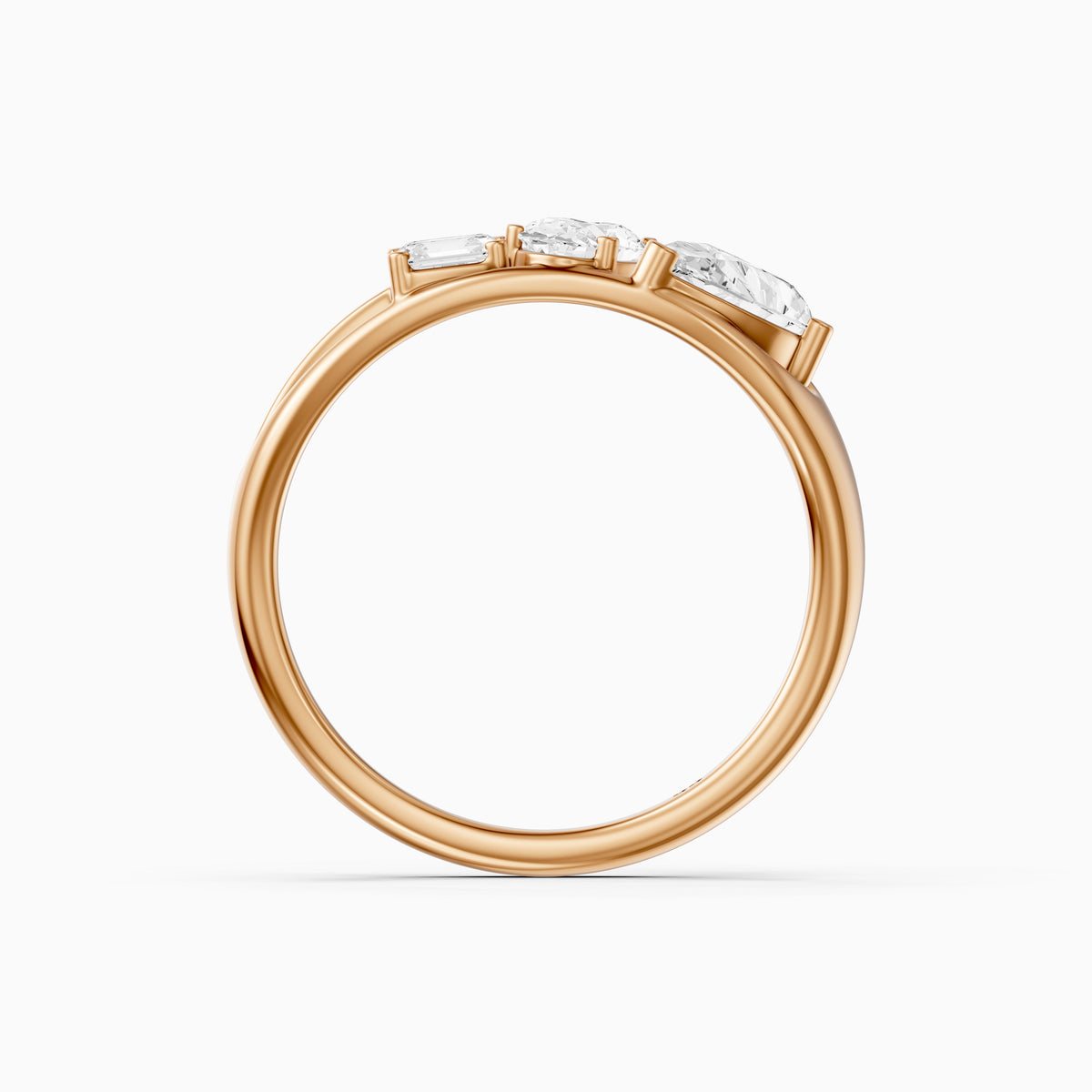 Leni Pear Three Stone Bypass Moissanite Diamond Engagement Ring