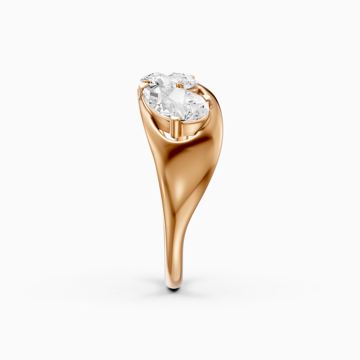 Leni Pear Three Stone Bypass Moissanite Diamond Engagement Ring