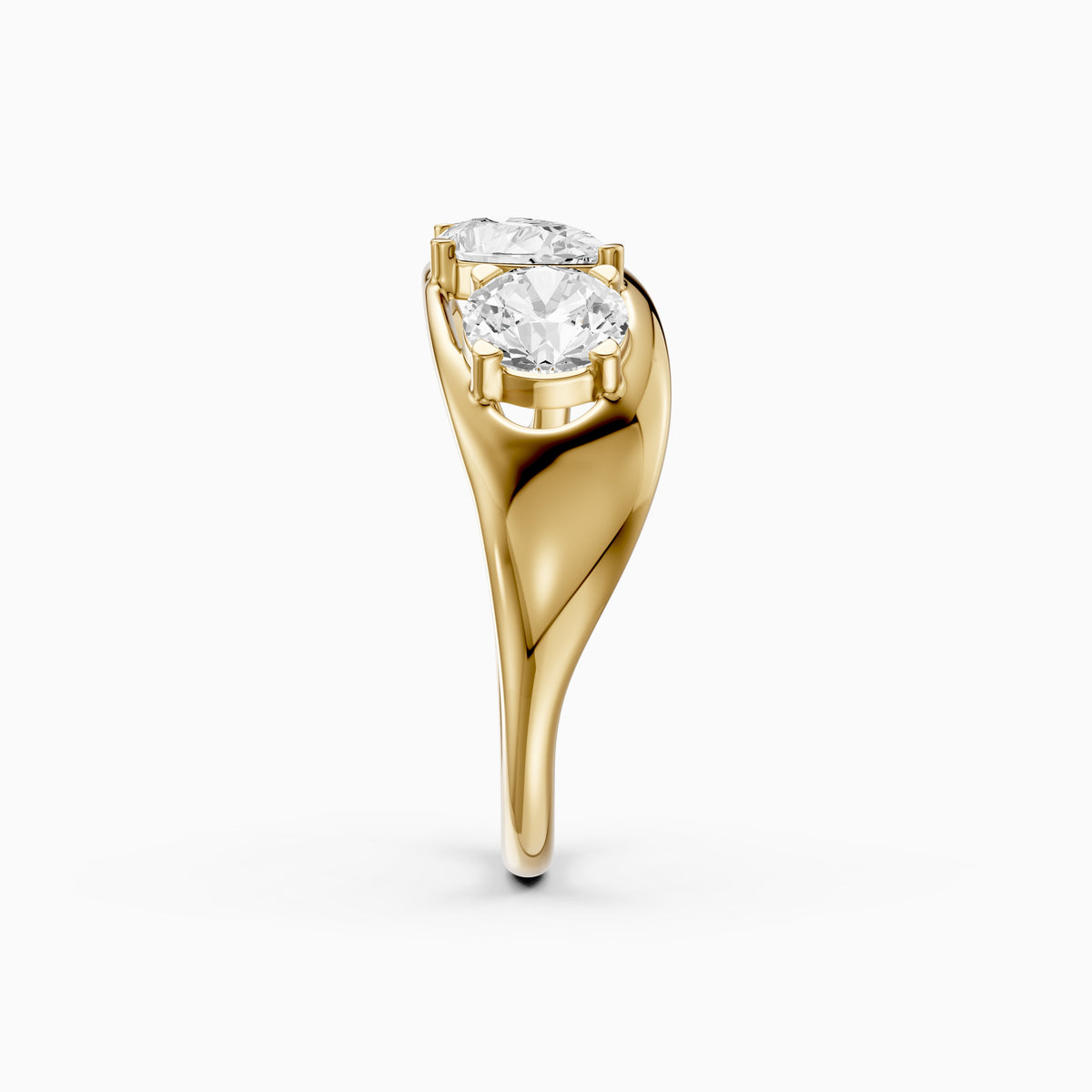 Zena Round Three Stone Bypass Moissanite Diamond Engagement Ring