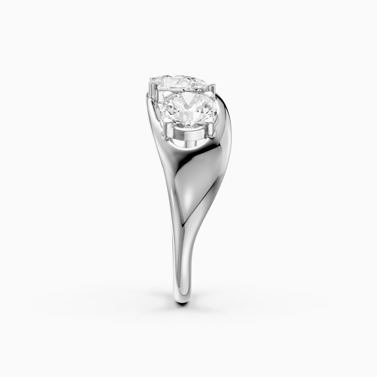 Zena Round Three Stone Bypass Moissanite Diamond Engagement Ring