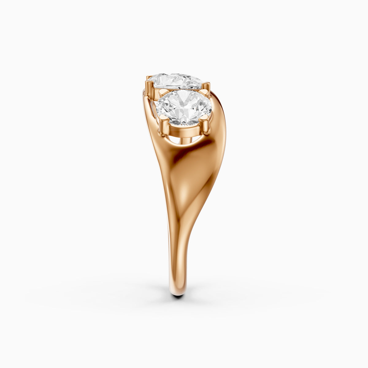 Zena Round Three Stone Bypass Moissanite Diamond Engagement Ring