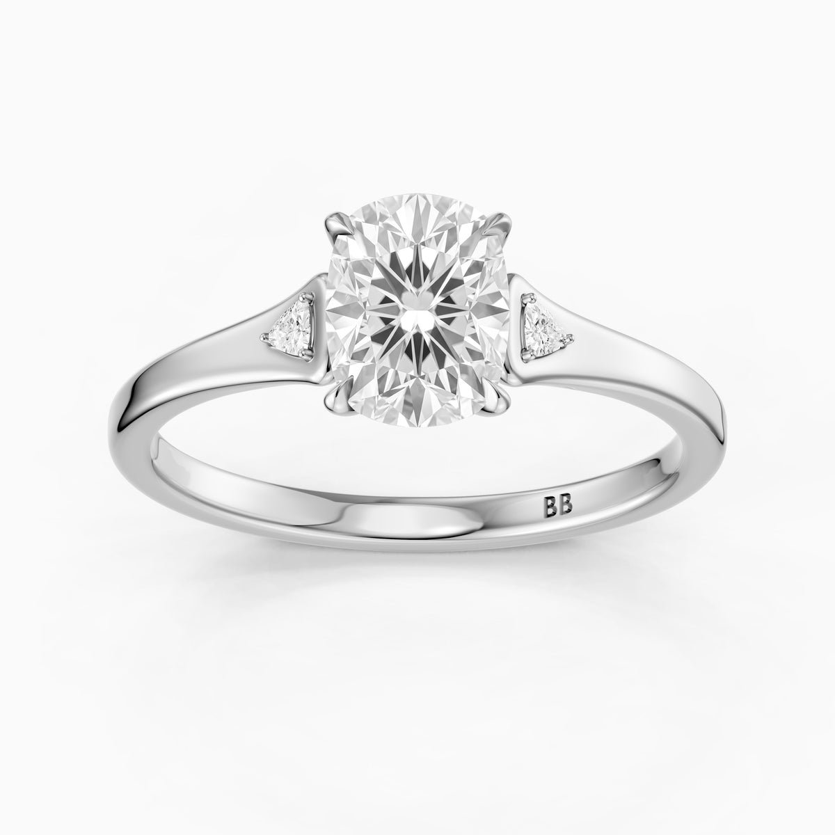 Kori Elongated Cushion Lab Grown Diamond Ring with Trillion Side Stones