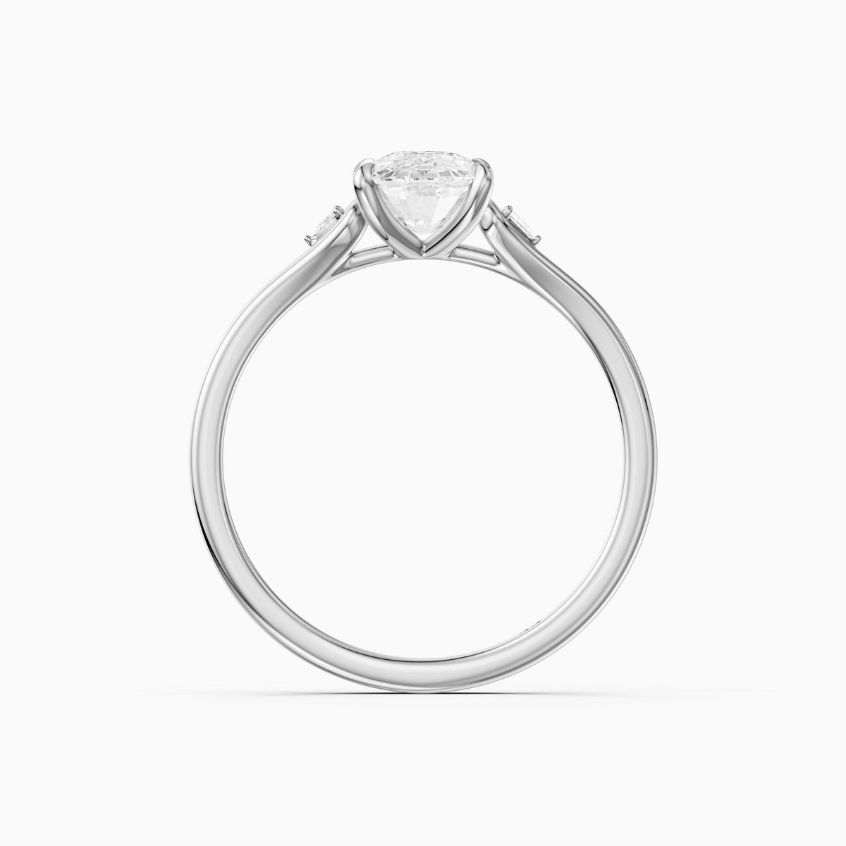 Kori Elongated Cushion Lab Grown Diamond Ring with Trillion Side Stones