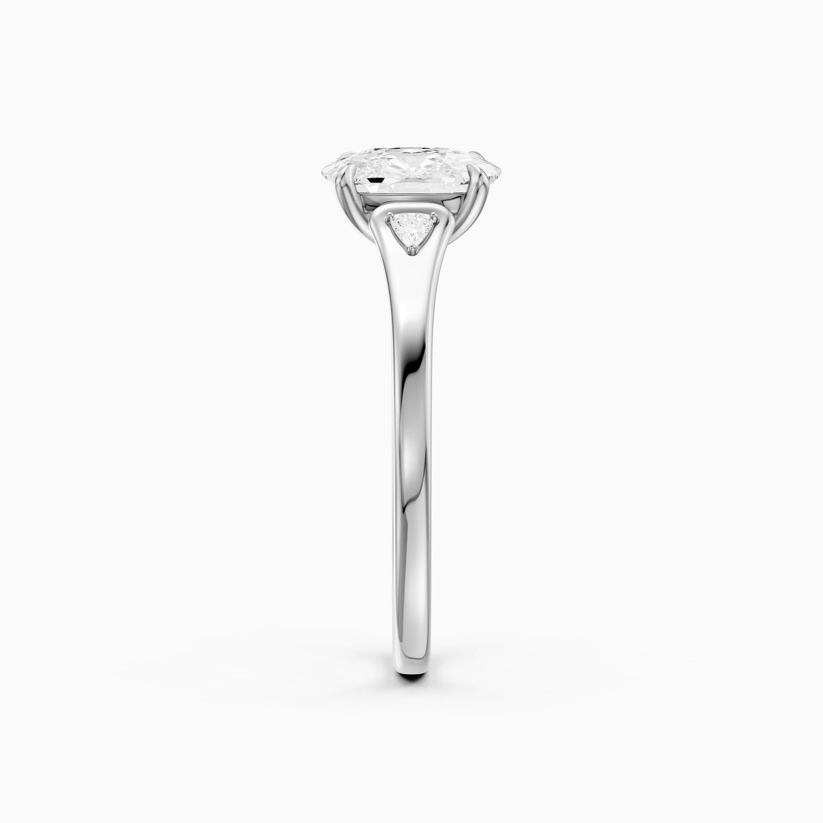 Kori Elongated Cushion Lab Grown Diamond Ring with Trillion Side Stones