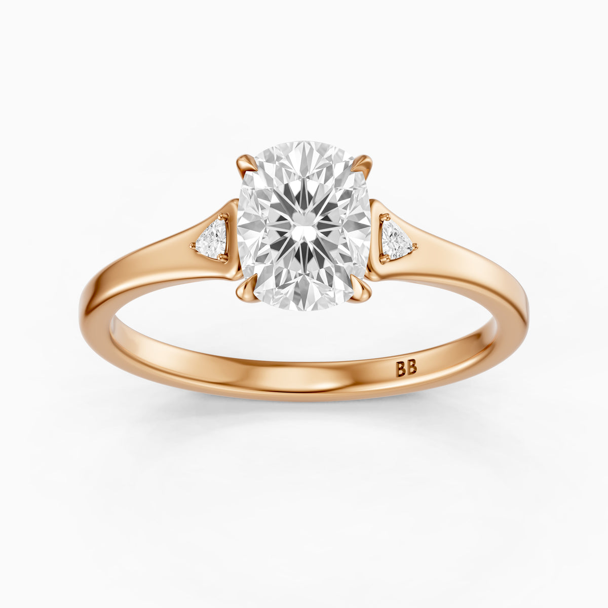 Kori Elongated Cushion Lab Grown Diamond Ring with Trillion Side Stones