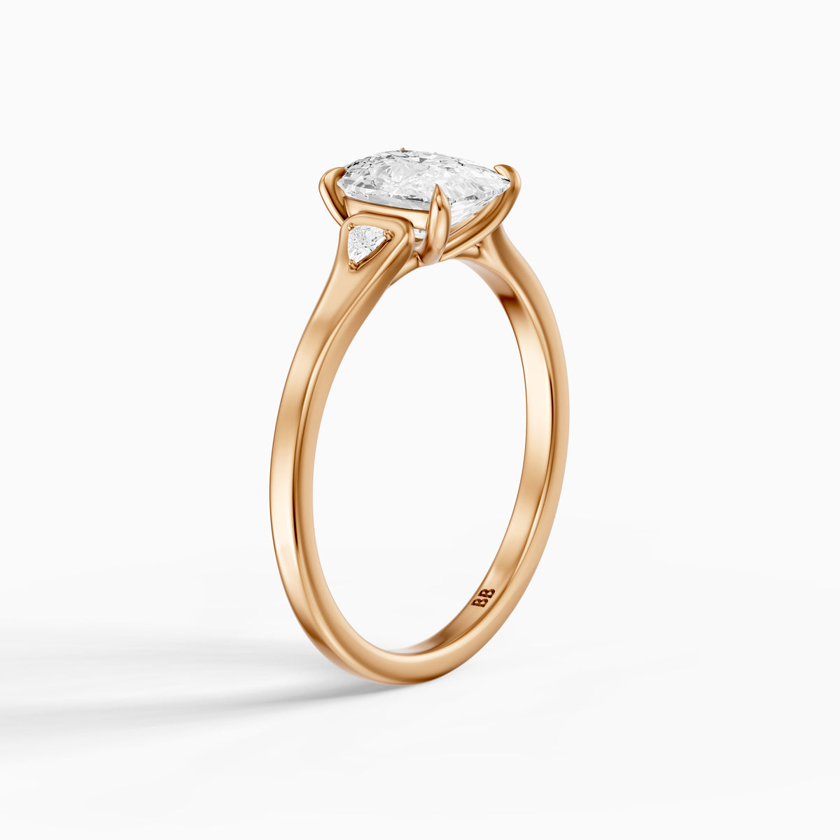 Kori Elongated Cushion Lab Grown Diamond Ring with Trillion Side Stones