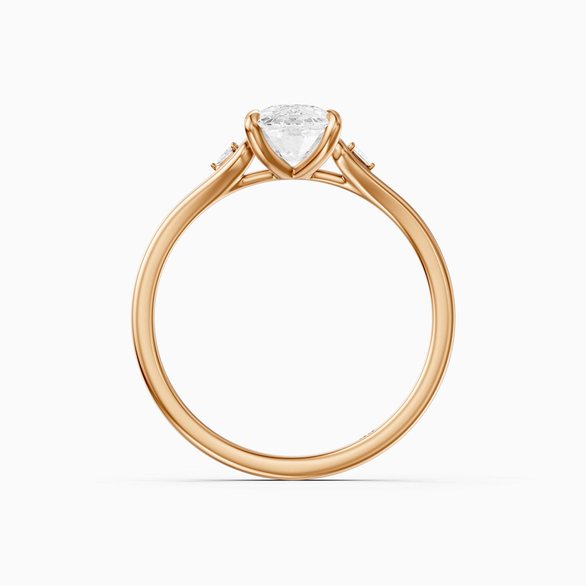 Kori Elongated Cushion Lab Grown Diamond Ring with Trillion Side Stones