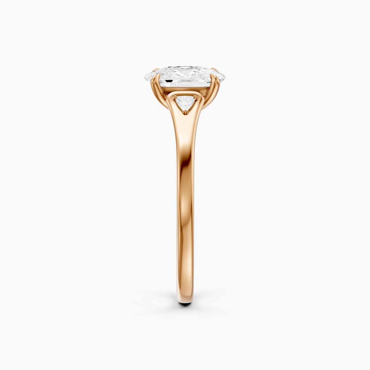 Kori Elongated Cushion Lab Grown Diamond Ring with Trillion Side Stones