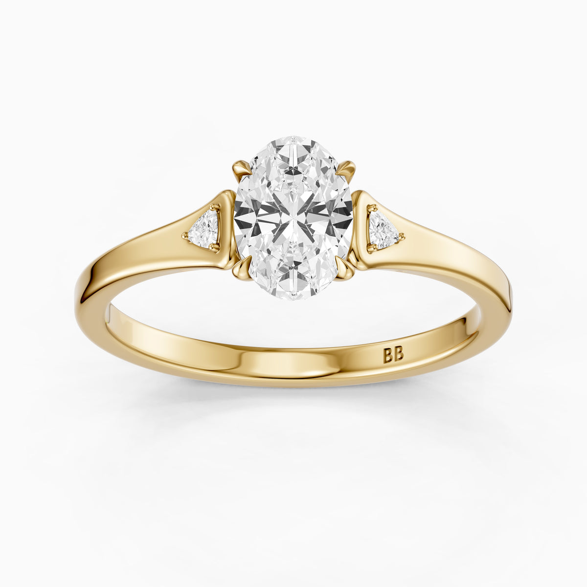 Maelle Oval Lab Grown Diamond Ring with Trillion Side Stones