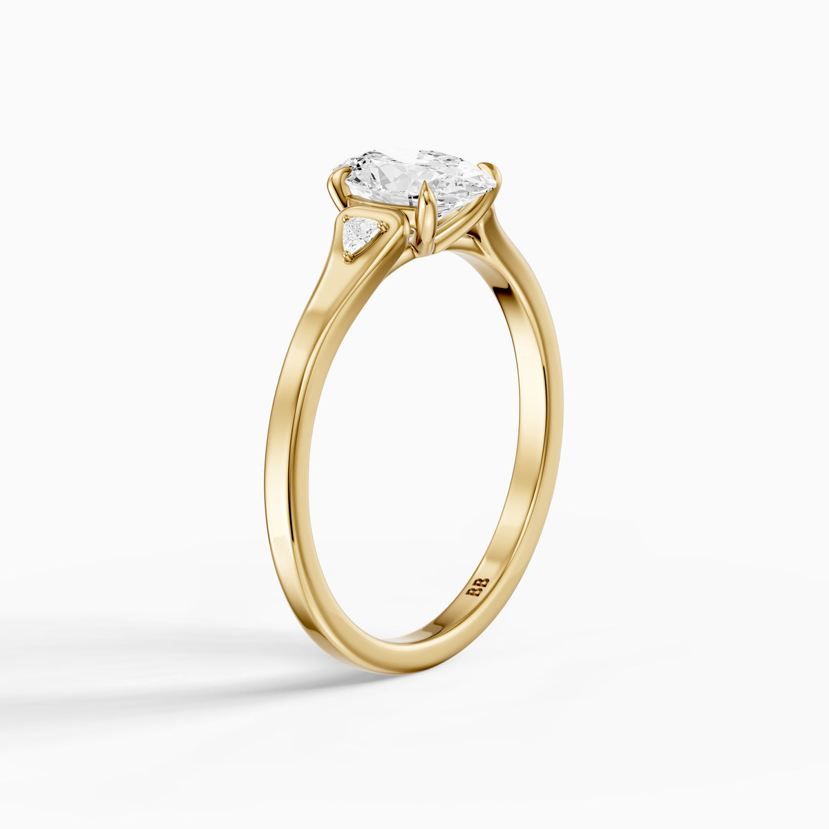 Maelle Oval Lab Grown Diamond Ring with Trillion Side Stones