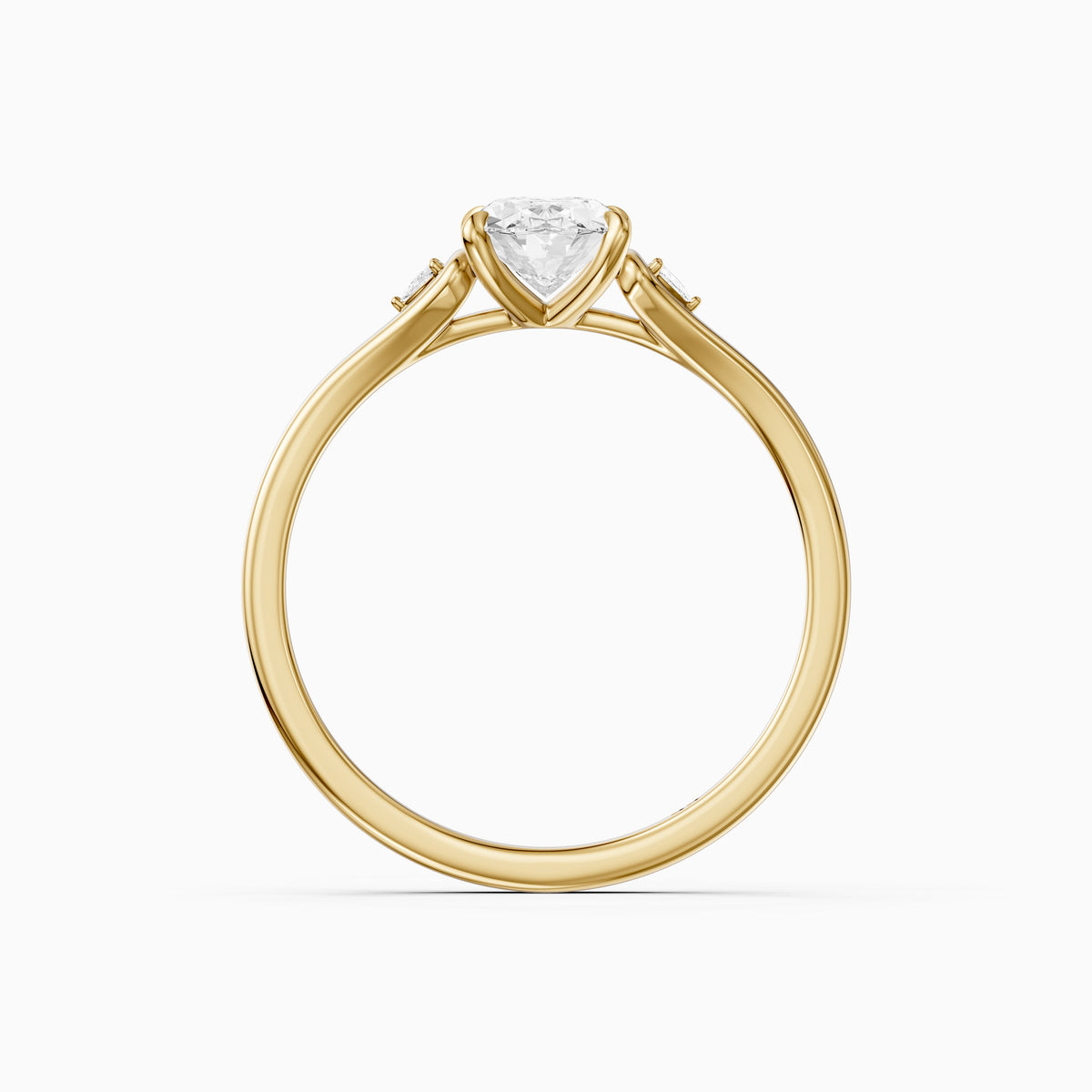 Maelle Oval Lab Grown Diamond Ring with Trillion Side Stones