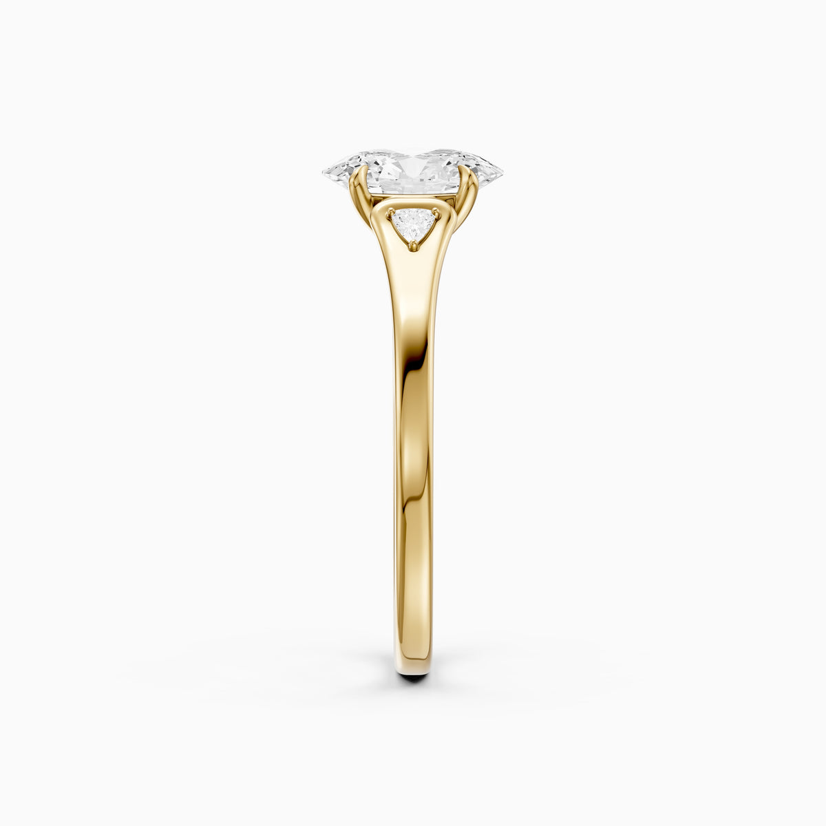 Maelle Oval Lab Grown Diamond Ring with Trillion Side Stones