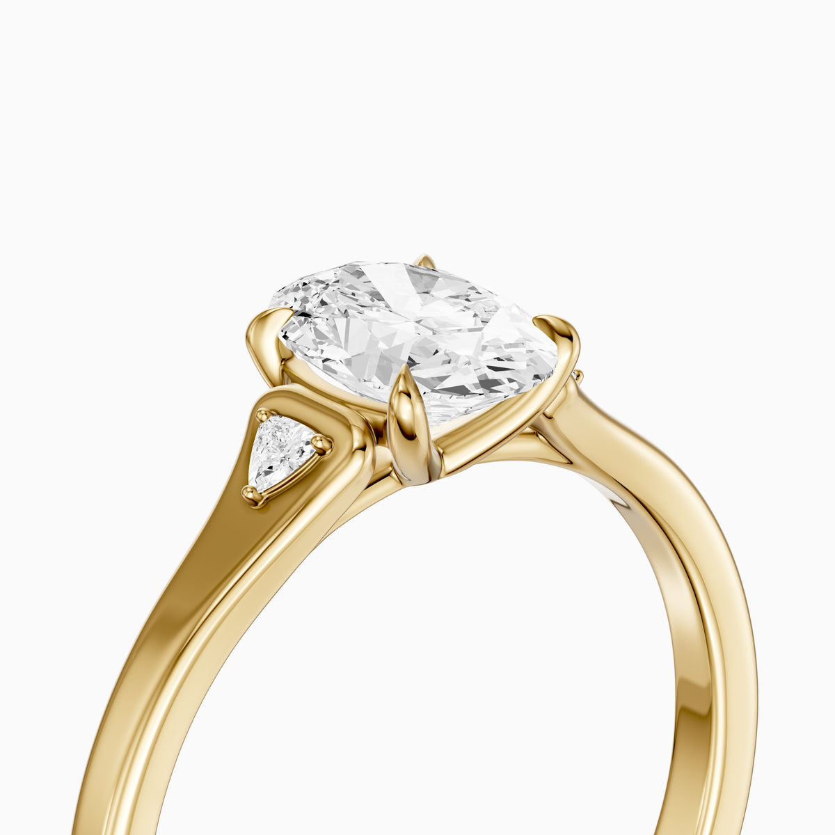 Maelle Oval Lab Grown Diamond Ring with Trillion Side Stones