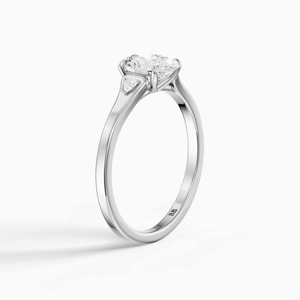 Maelle Oval Lab Grown Diamond Ring with Trillion Side Stones