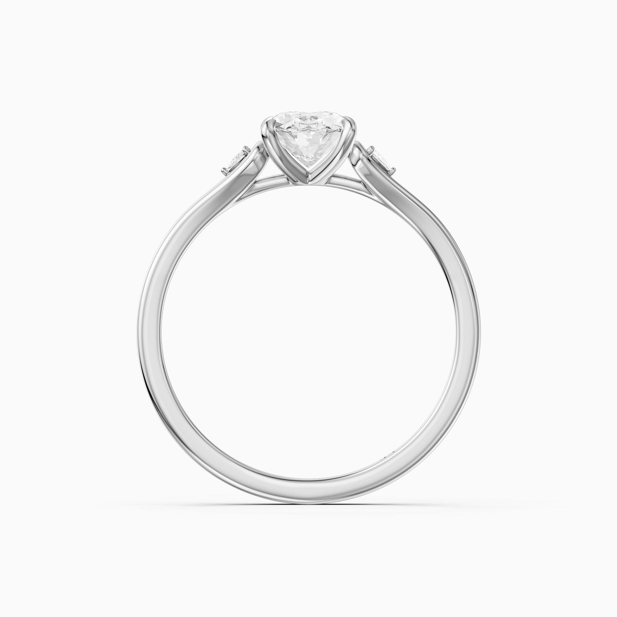 Maelle Oval Lab Grown Diamond Ring with Trillion Side Stones