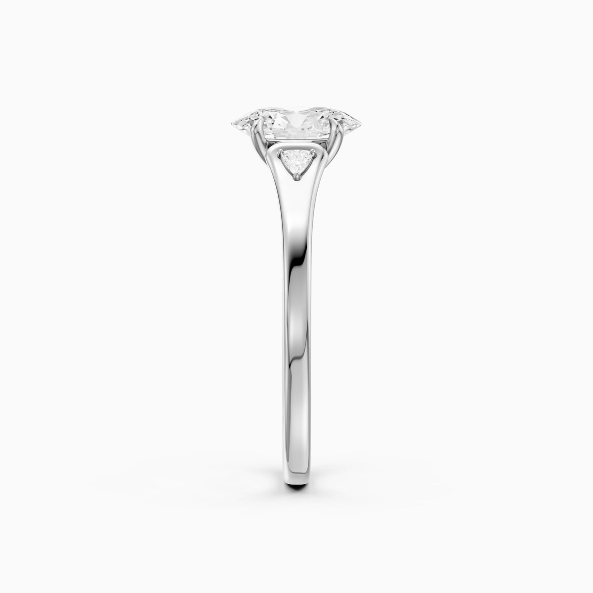 Maelle Oval Lab Grown Diamond Ring with Trillion Side Stones