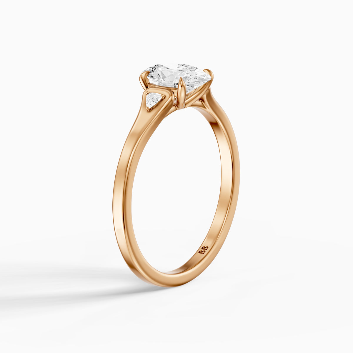 Maelle Oval Lab Grown Diamond Ring with Trillion Side Stones