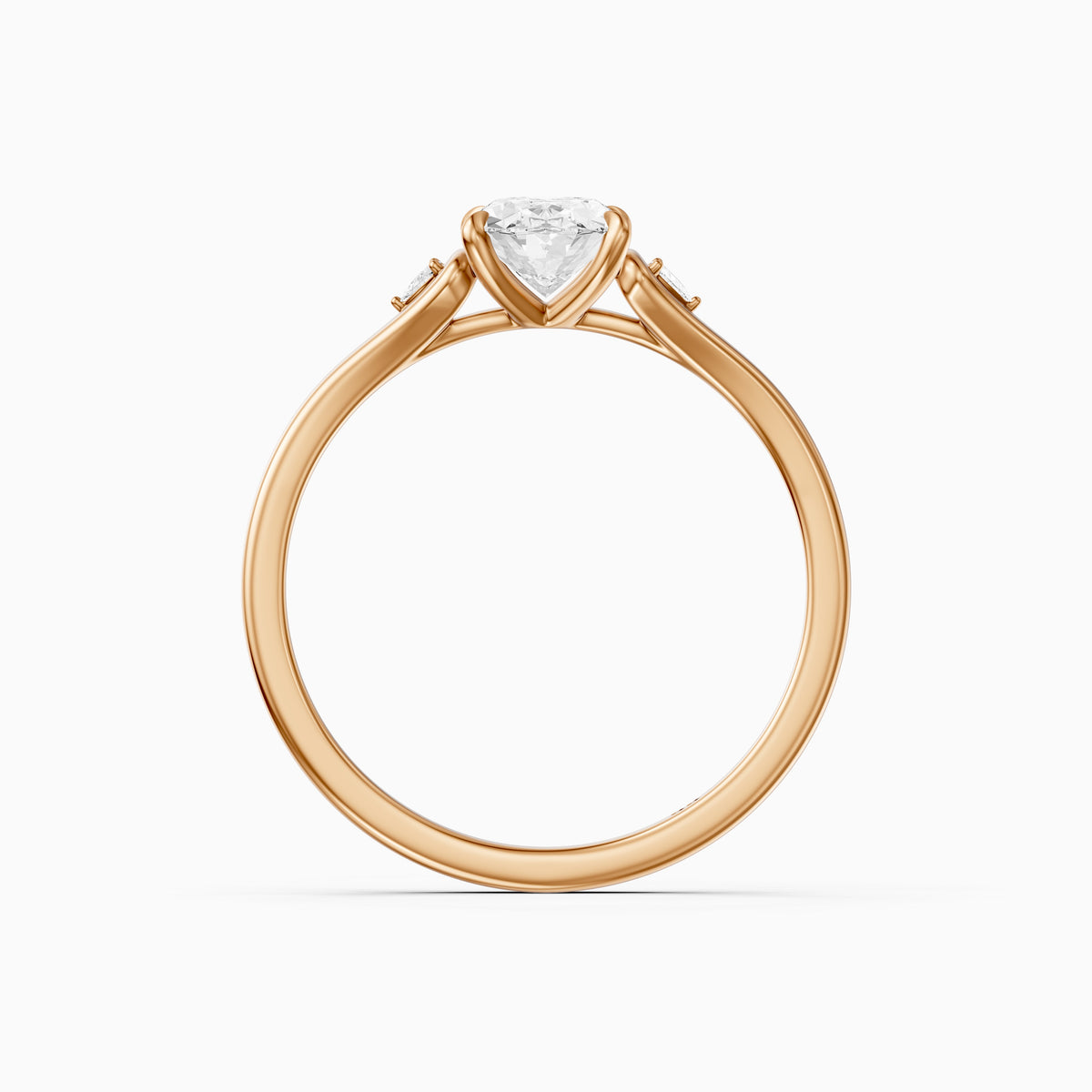 Maelle Oval Lab Grown Diamond Ring with Trillion Side Stones