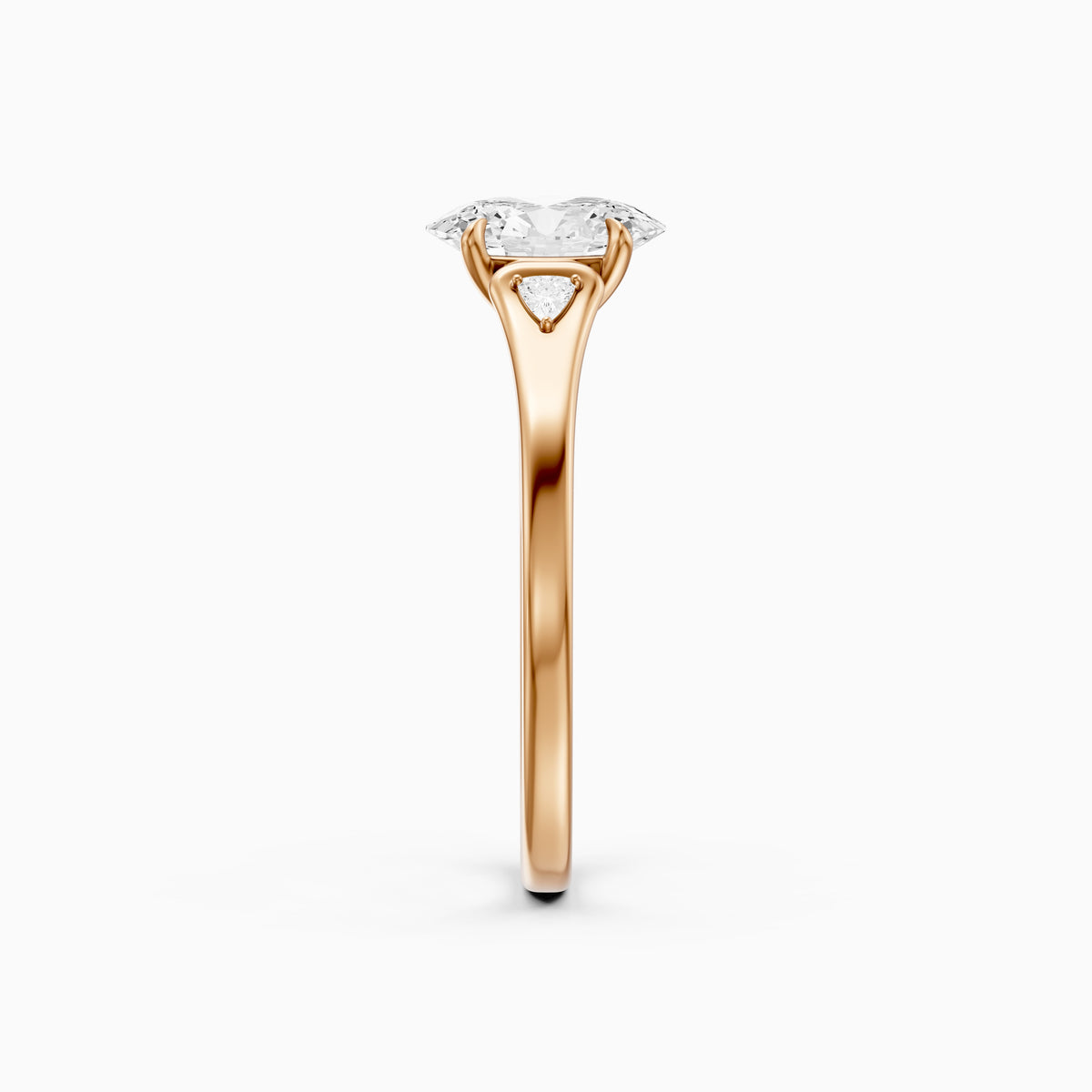 Maelle Oval Lab Grown Diamond Ring with Trillion Side Stones