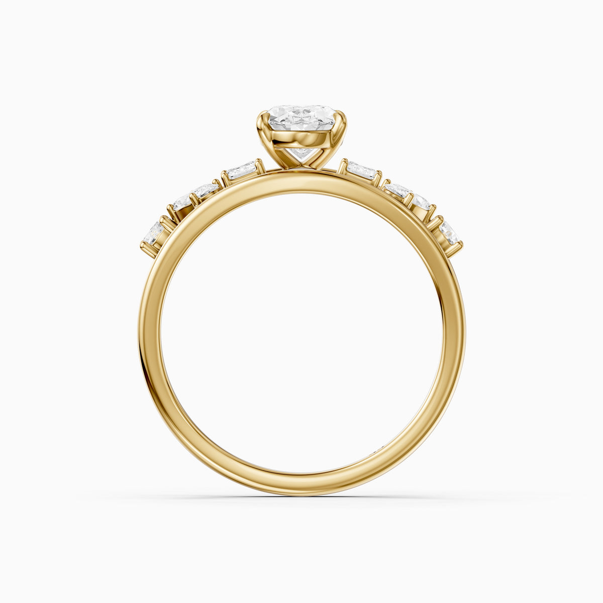 Neve Oval Lab Grown Diamond Ring with Round, Oval & Emerald Cut Side Diamonds