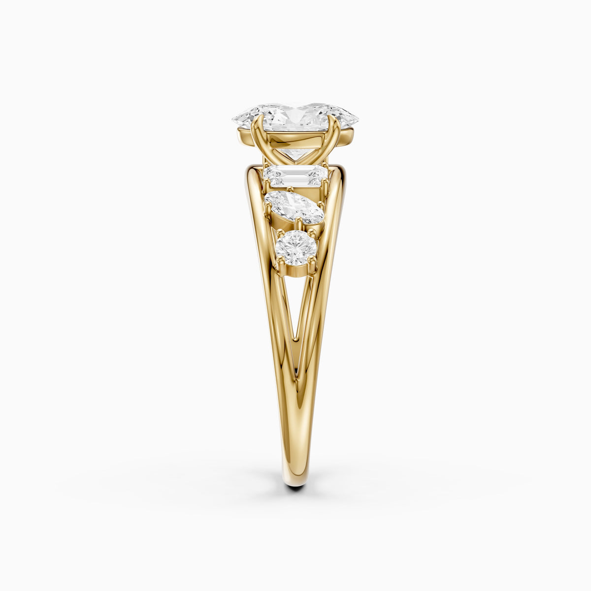 Neve Oval Lab Grown Diamond Ring with Round, Oval & Emerald Cut Side Diamonds