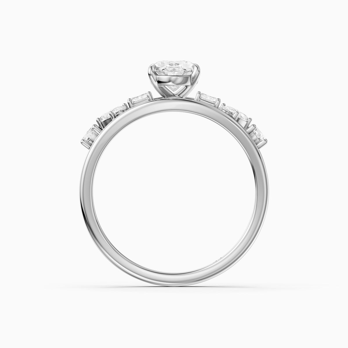 Neve Oval Lab Grown Diamond Ring with Round, Oval & Emerald Cut Side Diamonds