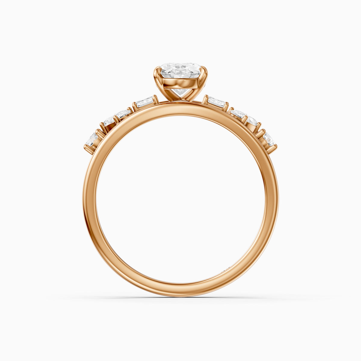 Neve Oval Lab Grown Diamond Ring with Round, Oval & Emerald Cut Side Diamonds