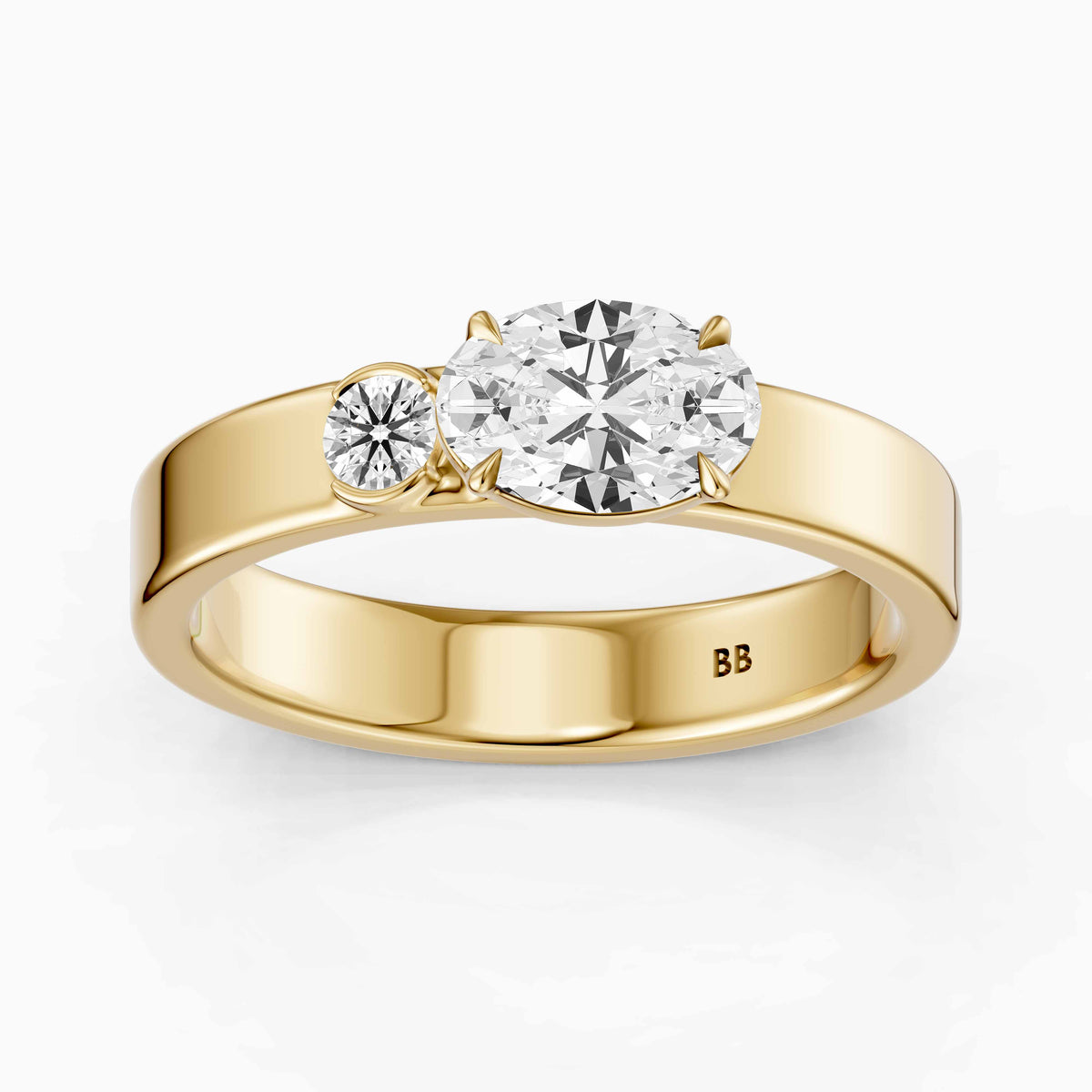 Tansy Oval Cut Round Side Stone Lab Grown Diamond Engagement Ring