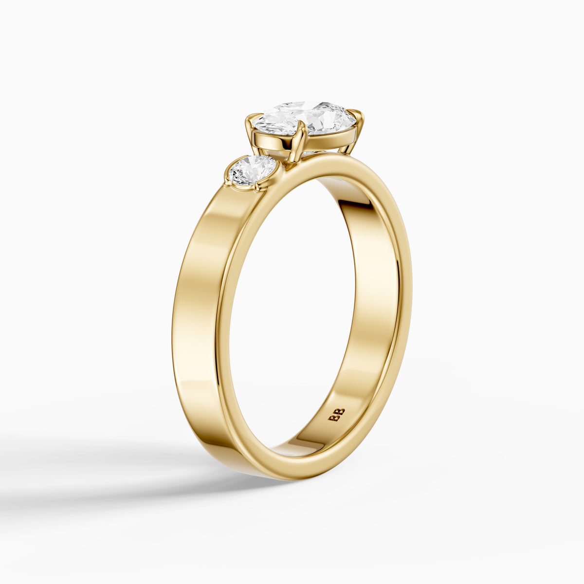Tansy Oval Cut Round Side Stone Lab Grown Diamond Engagement Ring