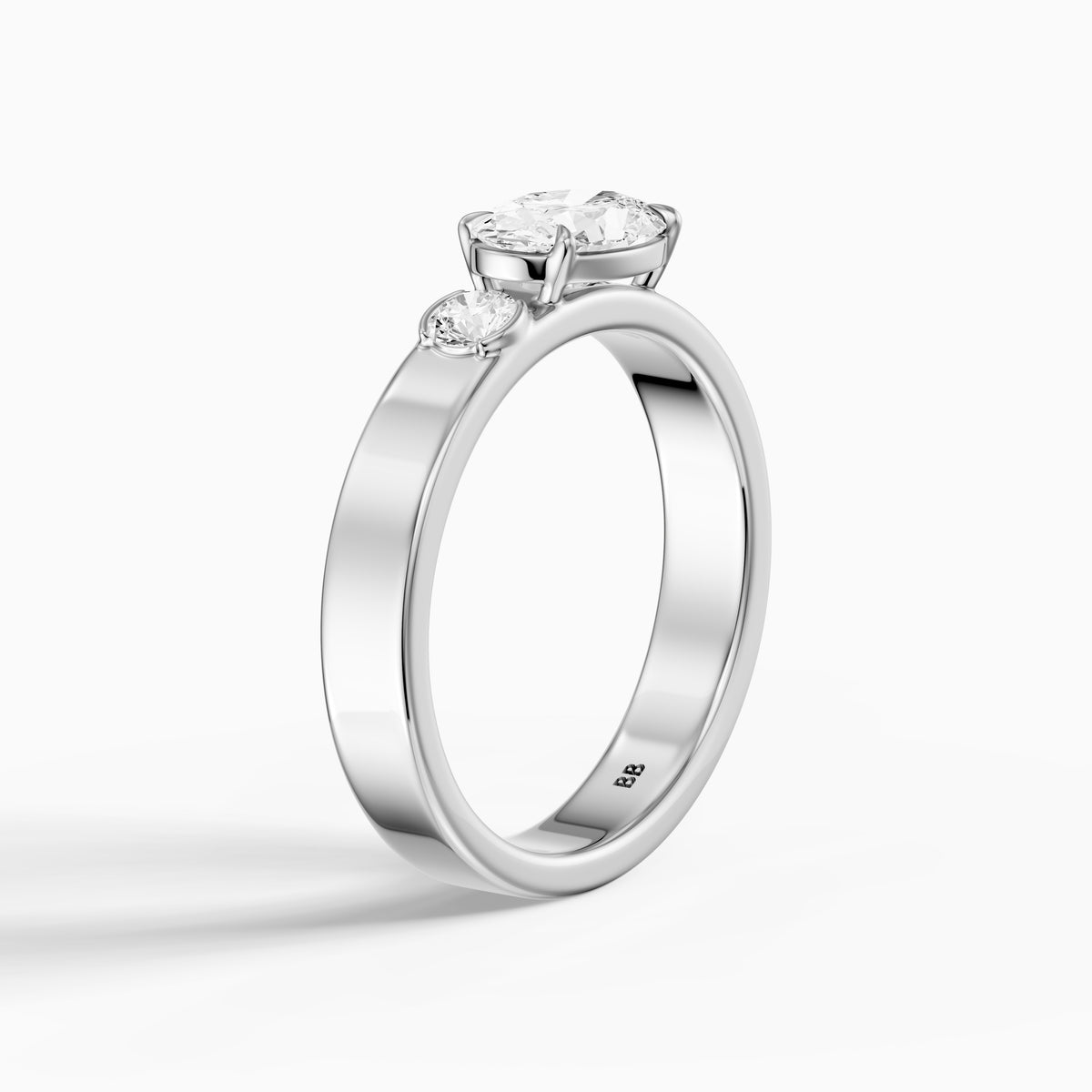 Tansy Oval Cut Round Side Stone Lab Grown Diamond Engagement Ring