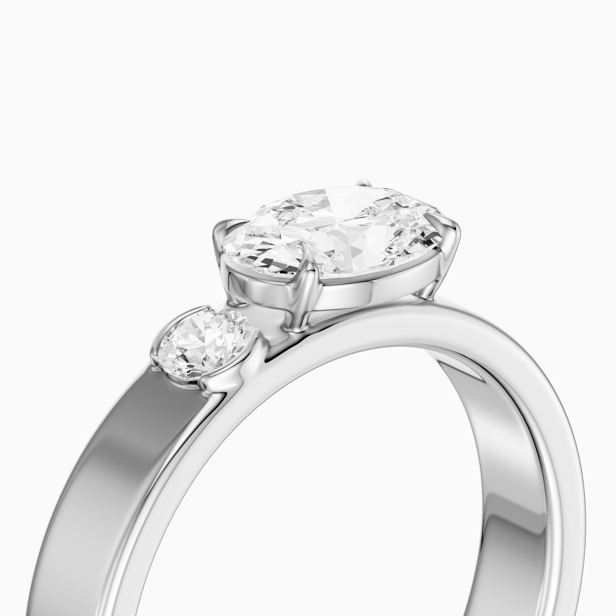 Tansy Oval Cut Round Side Stone Lab Grown Diamond Engagement Ring