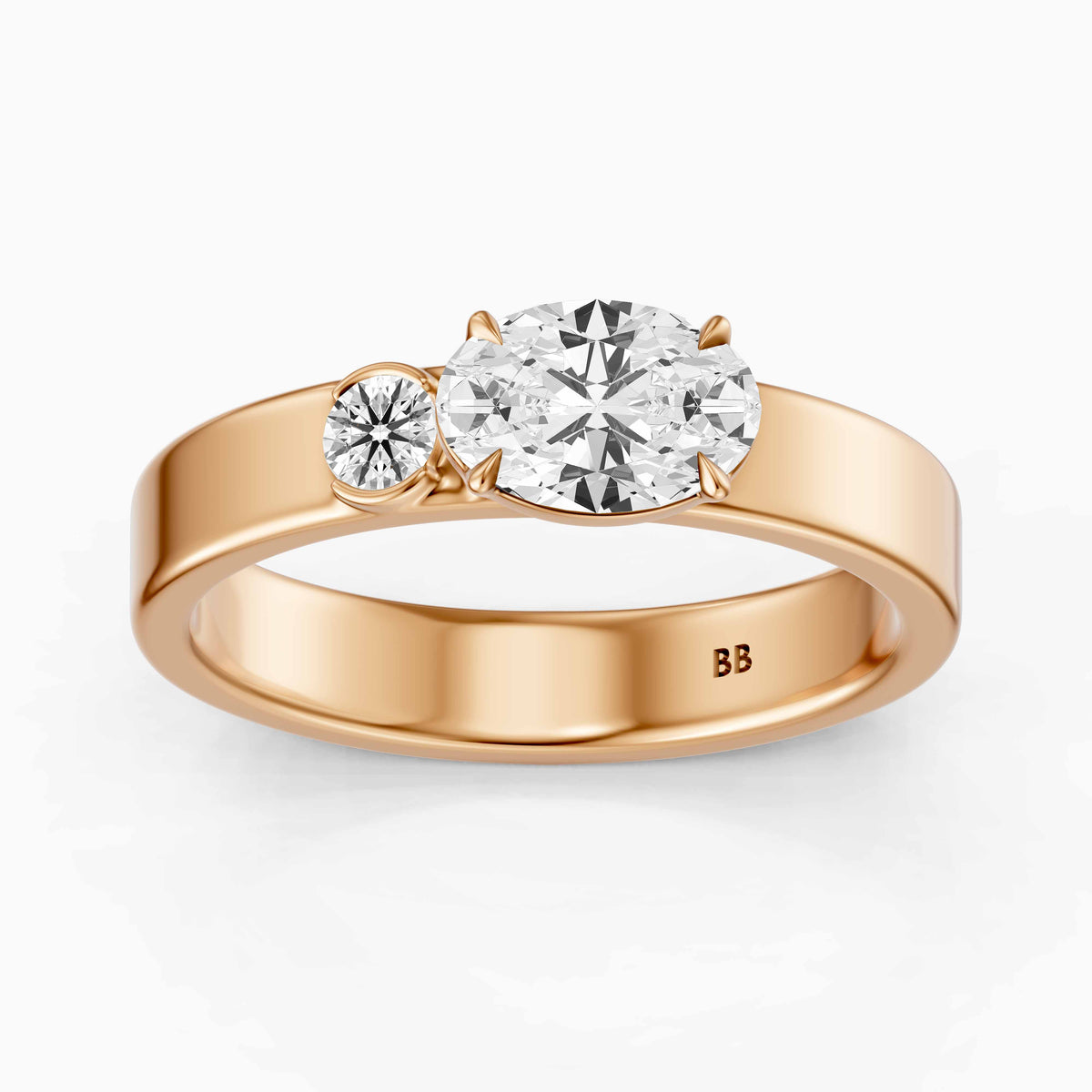 Tansy Oval Cut Round Side Stone Lab Grown Diamond Engagement Ring
