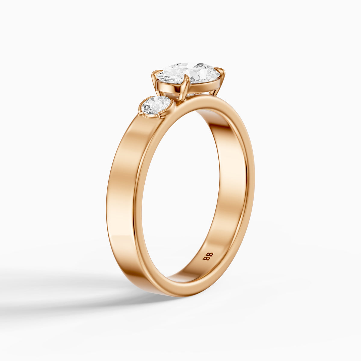 Tansy Oval Cut Round Side Stone Lab Grown Diamond Engagement Ring