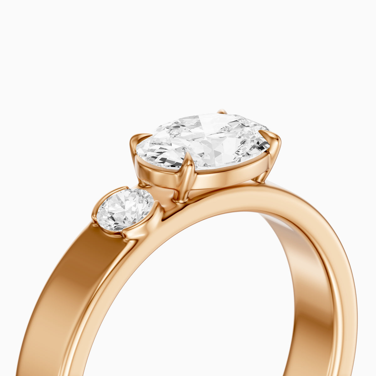Tansy Oval Cut Round Side Stone Lab Grown Diamond Engagement Ring