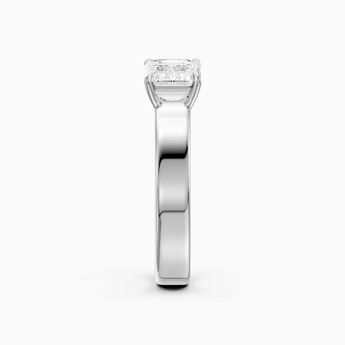 Rumi Emerald Cut Round Side Stone Lab Grown Diamond Engagement Ring