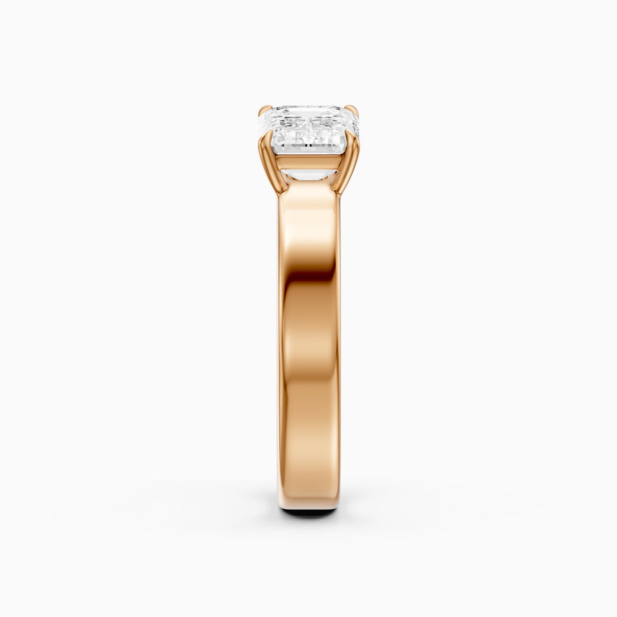 Rumi Emerald Cut Round Side Stone Lab Grown Diamond Engagement Ring