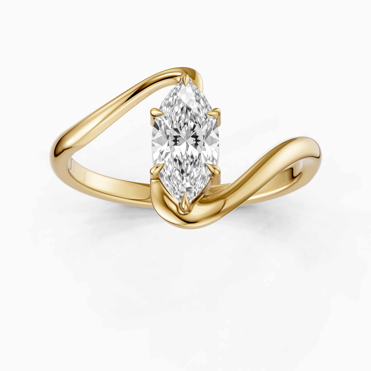 Juno Marquise 6 Prong Bypass Moissanite Diamond Engagement Ring